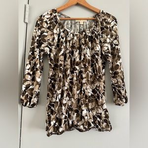 Michael Kors vintage leaf design 3/4 sleeve top